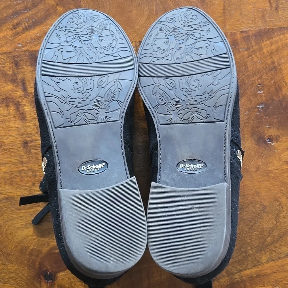Dr. Scholl's Perforated Black Faux Suede Booties Size 8